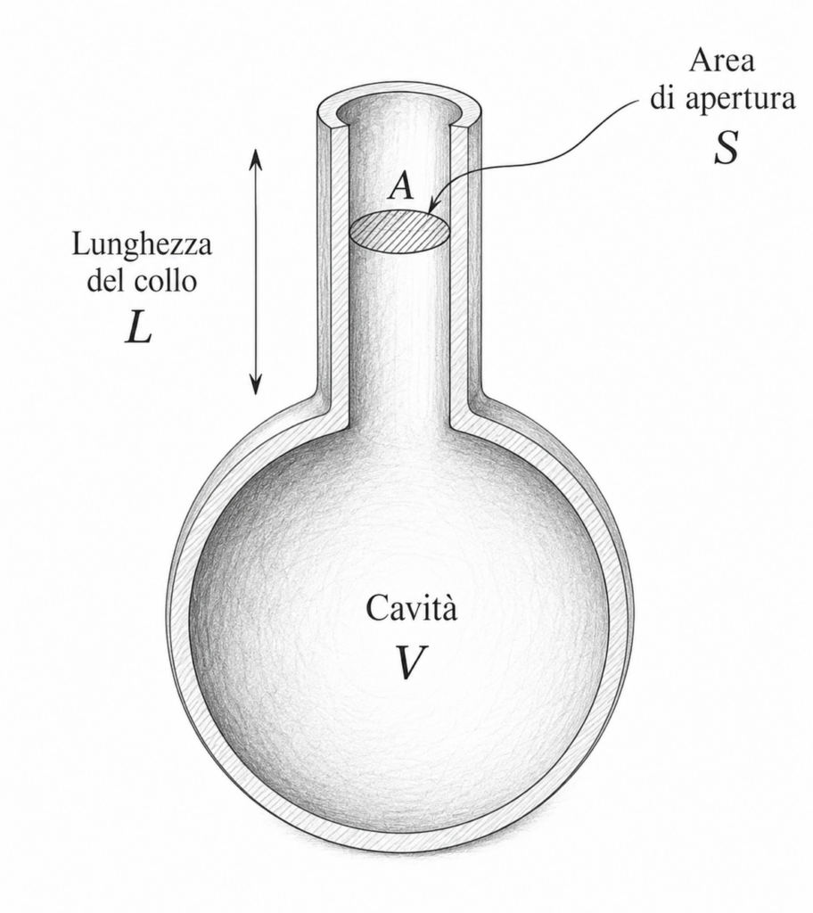 esempio di come funziona un risuonatore e la fisica dentro una bottiglia